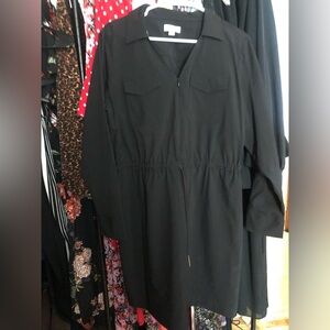 NWT Calvin Klein black drawstring waist dress